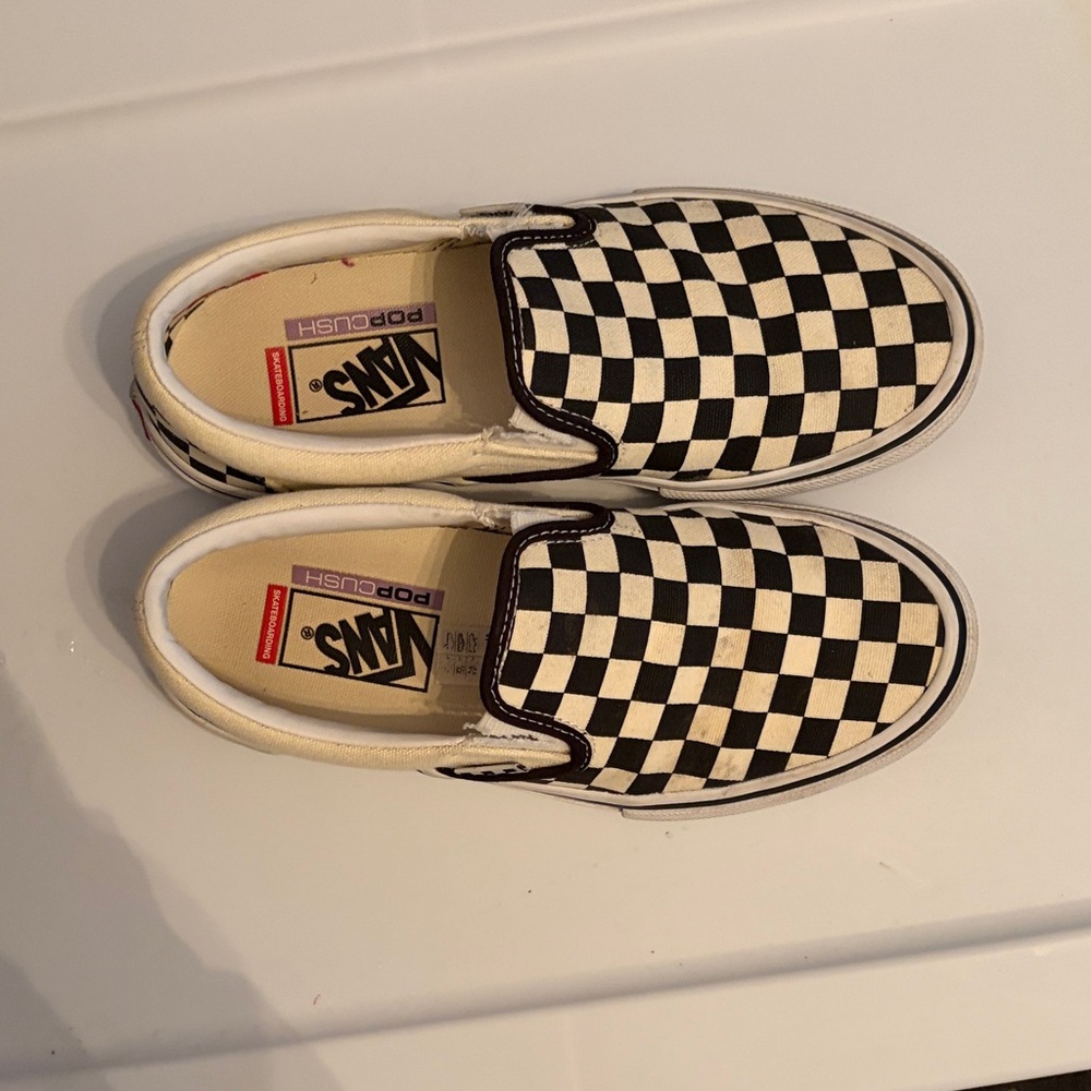 Vans Checkerboard Slip-On Sneakers - Black & White